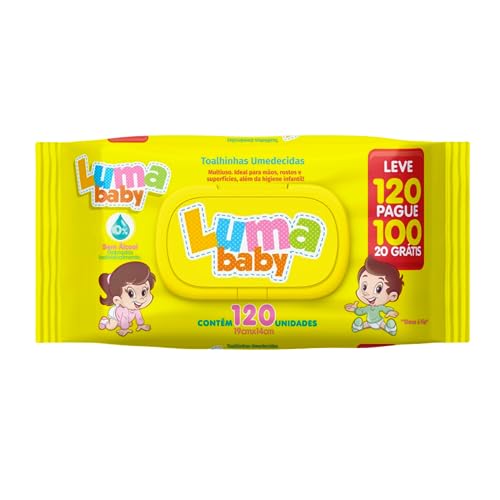 Kit com 5 pacotes lenço Umedecidos Luma Baby com 120 unidades