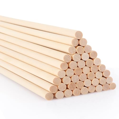 SOSMAR 50 Stück Holzstäbe Rund 8mm Holzstäbchen zum Basteln 30cm Länge Birkenholz Holzleisten zum Basteln Bastelholz Stäbe runde Bastelhölzer für Modellbau DIY Handwerk