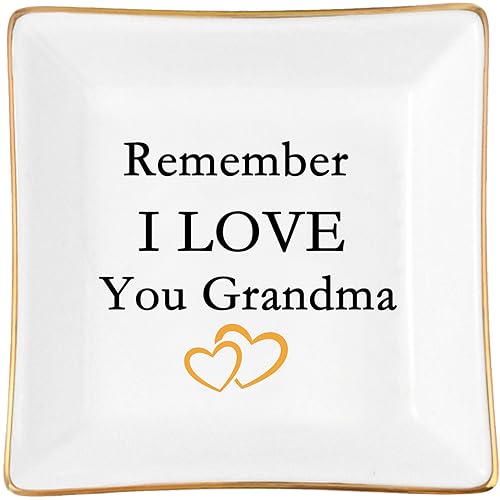 LZBALUYO Gifts for Grandma, Grandma Gifts, Ceramic Ring Dish Jewelry Tray- Remember I Love You, Grandma! -Grandma Birthday Gifts, Grandma Christmas Gifts, Mother's Day Gifts for Grandma Grandmother