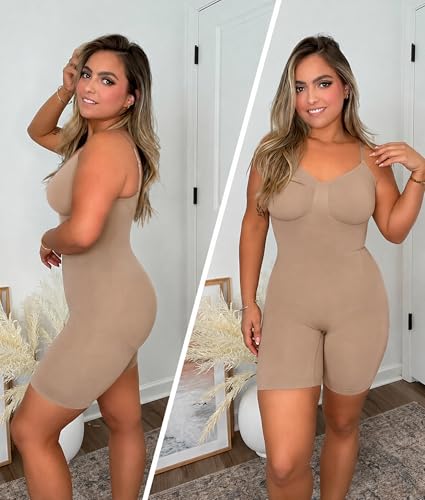 Image of SHAPERX Shapewear for Women Tummy Control Bodysuit Mid Thigh Body Shaper Shorts for a Lifted Look