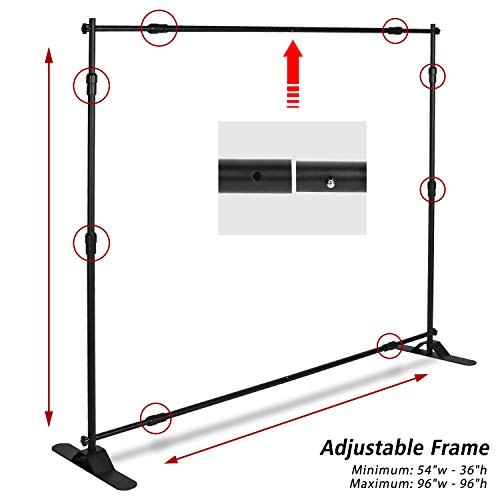 Photo Backdrop Stand - Heavy Duty Banner Holder Adjustable Photography Poster Stand - Height Up to 8x8 ft for Trade Show, Photo Booth, Parties, Wedding, Birthday, Photoshoot Background - Image 5