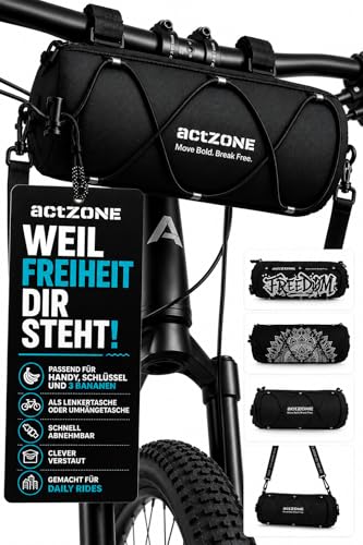 actZONE Lenkertasche Fahrrad Lenkerrolle Für Lenkertasche MTB Rennrad & Gravelbike | Bike Bag & Handlebar Bag | Bikepacking | Fahrradlenkertasche | 20×10cm | Dark Night Edition