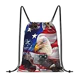 PAUSEBOLL American Flag Drawstring Bag, American Flag Drawstring Backpack for Women Man, Light Sackp