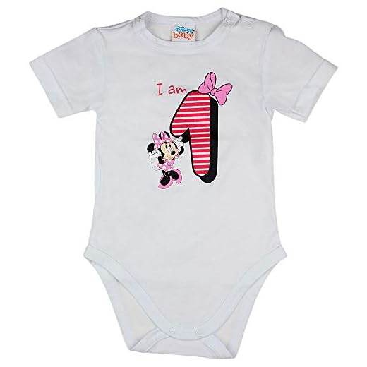 Baby födelsedag-body första födelsedag t-shirt för flickor födelsedagsfest outfit Mimmi Pigg 1 år storlek 80 86 bomull Disneyvit rosa kortärmad söt motiv