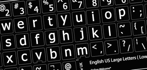 Pegatinas para teclado en inglés US, letras minúsculas negras miniatura 3