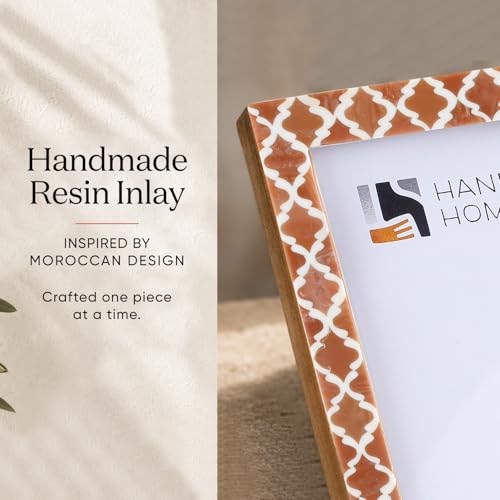 Image of Handicrafts Home Brown & White Vintage Photo Frames for Wall or Tabletop Display, 8x10 Picture Frame Set of 2,Boho Farmhouse Gallery Wall Frame Set, Artisan Handmade Moroccan Frame for Home Decor