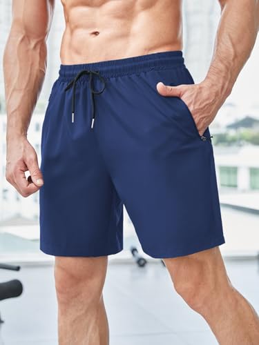 Image of TAGDO Men's Athletic Shorts with Zipper Pockets | Lightweight Workout Running Shorts Pants for Men | Elastic Waist Drawstring Gym Shorts for Training | Fitness, Sports, Casual Wear (2051)