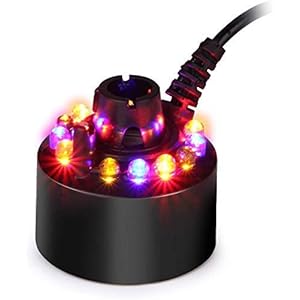 APROTII Mistmachine, watersproeier, fontein, tuin, vijver voor Halloween, feest, decoratie, mistverdamper, 12 leds, ultrasone geluid, vistank, aquarium, luchtbevochtiger