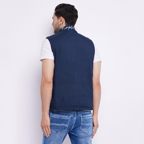 Image of Duke Men's Polyester Stardust Sleeveless Reversible Jacket (SDZ3054 Sky Blue XL), Standard Length