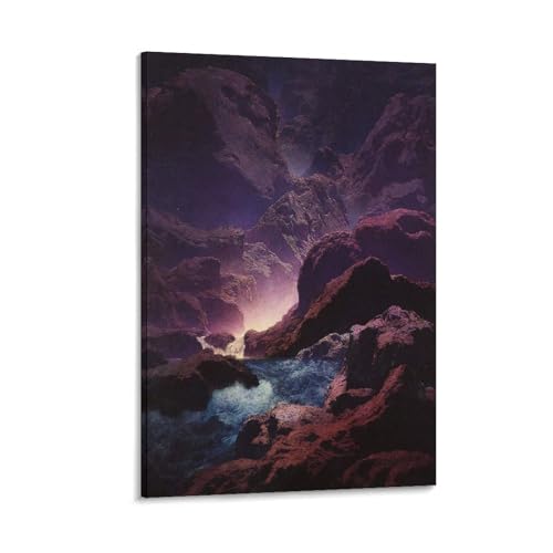 Toile Maxfield Parrish Clair de lune 60 x 90 cm tableau bleu nuit