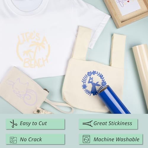 Image of HTVRONT Heat Transfer Vinyl Rolls - 12 inch x 20ft Cream Iron on Vinyl for Shirts, HTV Vinyl for All Cutting Machines - Easy to Cut & Weed for HTV Heat Transfer Design (Cream)