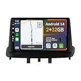 9” Android 14 2 Din Autoradio per Renault Megane 3 2009-2014-avec sans Fil CarPlay | Android Auto | Mirror Link | GPS Navi | Bluetooth 5.0 | WiFi | 4G | SWC + caméra Incluse