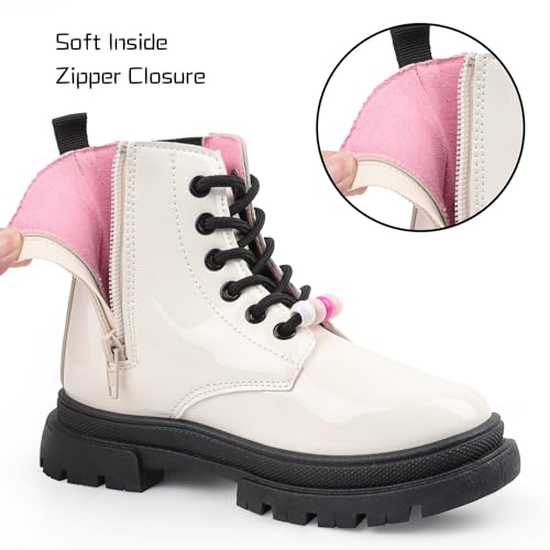 Girls Combat Boots Side Zipper Rainbow Lace Up Dress Black Girls Boots for Toddler/Little Kid/Big Kid3
