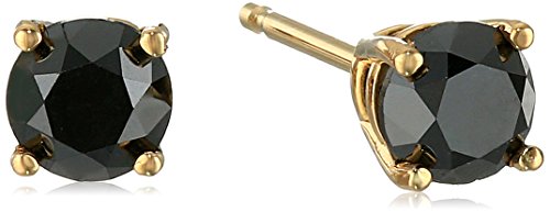 14k Yellow Gold Black Diamond Stud Earrings (1/2cttw, I3 Clarity)