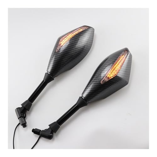 2 X LED �^�[�����C�g�T�C�h�~���[ �^�[���V�O�i���C���W�P�[�^�[�t�� 10mm �I�[�g�o�C�o�b�N�~���[���j�o�[�T���A�N�Z�T���[(Carbon)