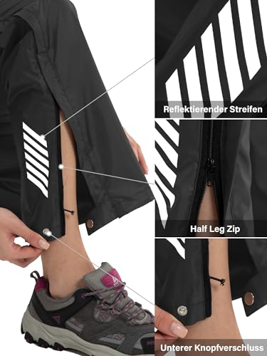 Yenwits Regenhose Damen Wasserdicht Atmungsaktiv Leicht Fahrrad Überziehhose Winddicht Wanderhose Outdoor Trekkinghose Arbeitshose(2090,Schwarz,XXL)