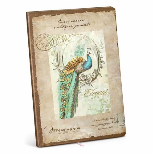 Image of Parshya Vintage Retro Journal Diary A5 Size Hard Cover Notebook for Women & Men, Antique Horse, peacock, flower Design Writing Journal, Personal Diary, Scrapbook, Travel Journal, Gift Notebook, 114 Pages (Peacock)