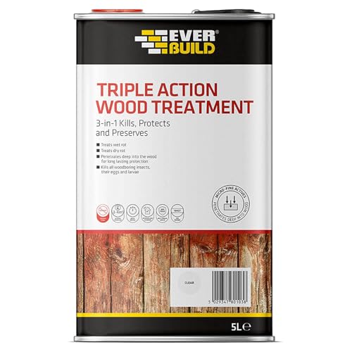 Everbuild LJUN05 Triple Action (Kills, Protects and Preserves) Wood Treatment, Clear, 5 Litre
