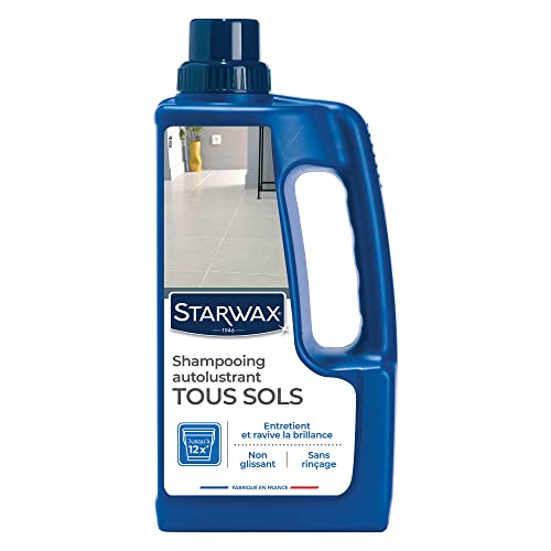 STARWAX - Shampooing Autolustrant Pour Sols Intérieurs - Nettoie Et Ravive La Brillance - 2 en 1 - Sans Rinçage - Non Glissant - Fabriqué en France - 1L - 30m²