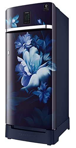 Image of Samsung 209L 3 Star Inverter Direct-Cool Single Door Digi-Touch Curd Maestro Refrigerator Appliance (RR23C2K33UZ /HL,Midnight Blossom Blue) Base Stand Drawer