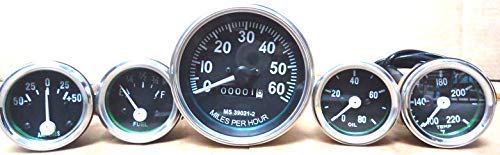 Willys MB Jeep Ford CJ GPW – Tachimetro 60 km/h Temp Oil Fuel Ampere