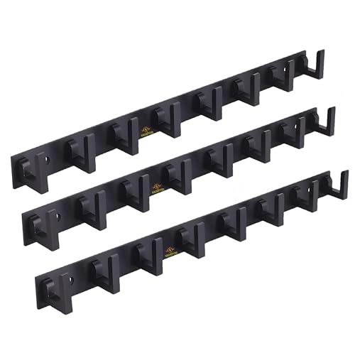 Image of Heavy Duty L Type Stainless Steel Cloth Hanger Suitable for Bathroom Bedroom Kitchen Wall Hook Rail Hanging Scarf Coat Keys Tie, Towel, Robe Hanger (Pack of 3, 8 Pin Black)