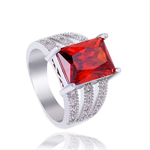 Bague de fiançailles en rubis pour femme avec gros oxydes de zirconium carrés