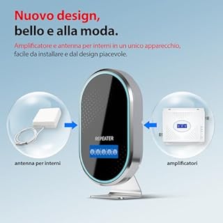 Amplificatore Segnale Cellulare per Casa fino a 150㎡, Facile Installazione con Antenna Incorporata, Ripetitore Segnale Cellulare Display LCD HD Ripetitore 5G 4G LTE per Wind Tre,TIM,Iliad