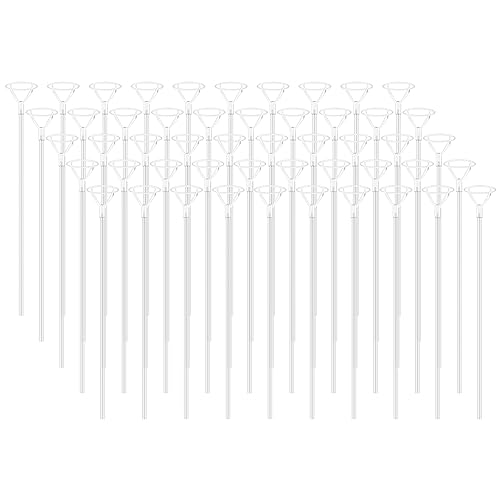 Jokapy 50pcs Ballonstangen Set wiederverwendbarer Plastikballonständer mit Tassen 15,8 Zoll Universal Transparent Hochzeitsballonhalter für Geburtstagsfeier Hochzeit Jubiläumsdekoration xiangbaoshang