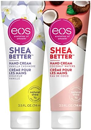 eos Shea Better Hand Cream, Vanilla Cashmere and Coconut, Natural Shea Butter, 24HR Hydration, 2 Pack