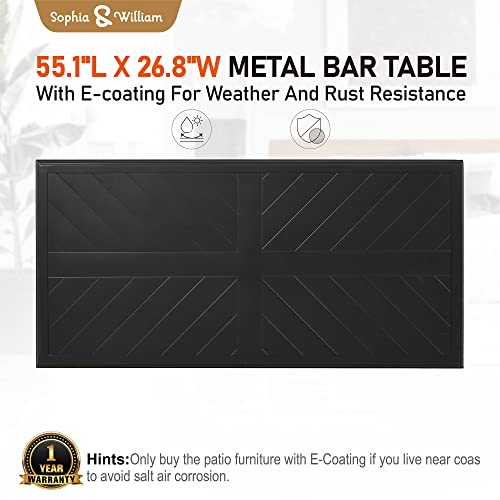 Sophia & William Outdoor Patio Bar Table Metal Bar Height Table Rectangular Dining Table For Garden, Backyard, Lawn And Poolside #TOP3