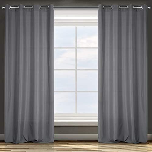 Eurofirany Adore Sheer Eyelets-1 Unit, Window Curtain, Semi Transparent, for Bedroom Living Room Lounge Kitchen, 140g m², 140x250 cm, Dark Grey, Polyester, Graphite, W55 x L98