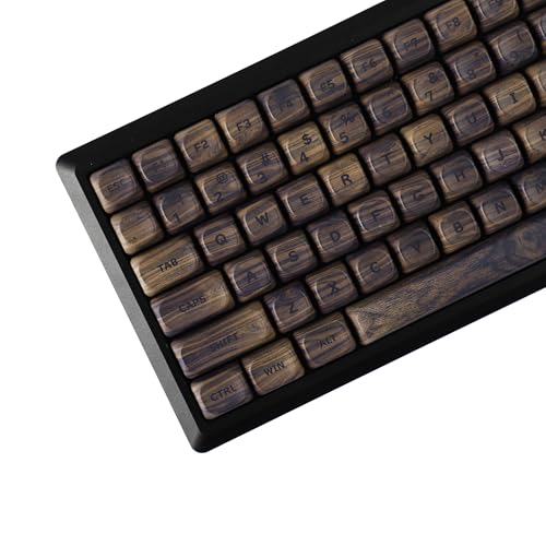 YMDK Lot de 130 touches PBT en bois PBT - Profil MOA - Impression sous dessus - Motif noyer - Pour clavier mécanique MX 61/64/68/84/87/100/104/108 % YMDK Lot de 130 touches PBT en bois PBT - Profil MOA - Impression sous dessus - Motif noyer - Pour clavier mécanique MX 61/64/68/84/87/100/104/108 %