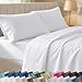 400-Thread-Count California-King Sheets and Pillowcases Set, Pure White 100% Natural Long Staple Combed Cotton 4 Piece Bed Sheet For Bed, Silky Sateen Weave, Breathable Bedding Set