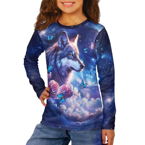Image of Kids Long Sleeve Shirts for Girls 3-16 Year Old Cute Clothes for Teen Girls Casual Workout Tops