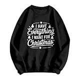 Suéteres de Navidad para mujer, con estampado de texto alegre, cuello redondo, manga larga, suéter de Navidad, sudadera de invierno, suave, cálido, holgado, para fiesta, novedosa, 02#_negro, S