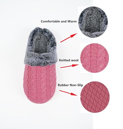 Plush knitted slippers woven wool slippers braided pattern slippers memory foam cloud slide slippers indoor home shoes3