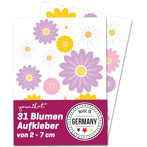 31er Set Aufkleber Gerbera Blumen Pastell I Ø 2-7 cm I UV-geschützt I...