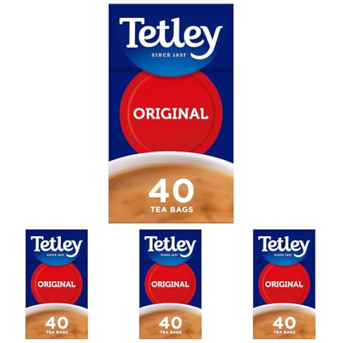 Tetley Té Negro Original - Con teína - Caja 40 Saquetas (Paquete de 4)