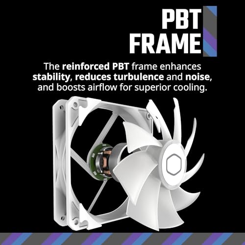 Image of Cooler Master MF120 Lite White 120mm PC Case Fan|Liquid Cooler|Air Cooler, aRGB Lighting, Dynamic PWM 1,750 RPM, Air Balance Blades, Hybrid | PBT Frame