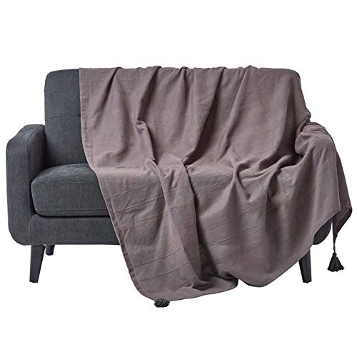 Homescapes Wohndecke Rajput grau – leichte Baumwolldecke 150x200 cm, Tagesdecke aus 100% Baumwolle, Sofaüberwurf handgewebt mit Streifenstruktur,...