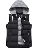 ZSHOW Women's Winter Padded Vest Removable Hooded Outerwear Jacket(Black,Small)