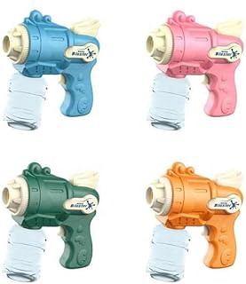 لعبة مسدس قاذف فقاعات صغير، عبوة من 4 ألوان، أزرق- وردي- أخضر- برتقالي