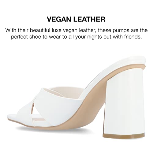 Journee Collection Womens Chazz Faux Leather Heels White 8.5 Medium (B,M)3