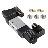 Electroválvula doble de 2 posiciones de 5 vías con función de memoria, DC24V, cuerpo de aleación de aluminio, rango de presión de 0-0,8 MPa, incorporado 40