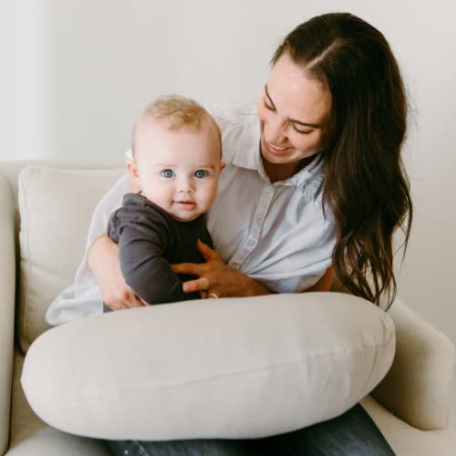 Snuggle Me Organic Feeding Support Pillow Cover, Machine Washable 100% Organic Cotton, Soft Nursing Cover for Breastfeeding, Pillow Slipcover for Baby Girls Boys Newborn - Birch - Thumbnail 2
