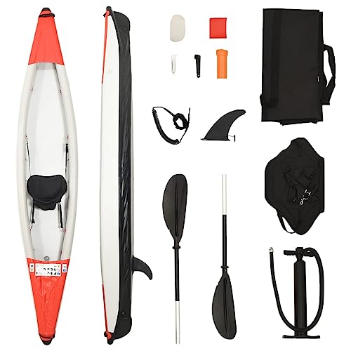 Homgoday Kayak hinchable rojo 375 x 72 x 31 cm de poliéster, muebles para casa, interior, exterior, salón dormitorio