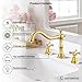 gotonovo Bathroom Faucet 3 Hole 8 Inch Widespread Bathroom Sink Faucet 2 Cross Handles Vintage Lavatory Vanity Mixer Tap with Pop Up Drain, HOT Cold Label, Polish Gold
