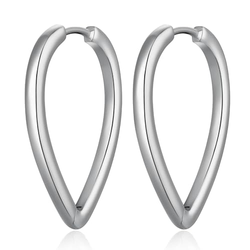 Jiamiaoi Witgoud Geplateerde Cirkel Creolen, Zilver 925, Afmetingen 15 mm - 20 mm