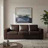 Genuine Leather Couch for Family Living Room – Luxury Sofa with Ergonomic Backrest, Square Arms, Solid Wood Frame, Strong Weight Capacity & Removable Cushions – Premium Genuine Leather Sofa Set Option